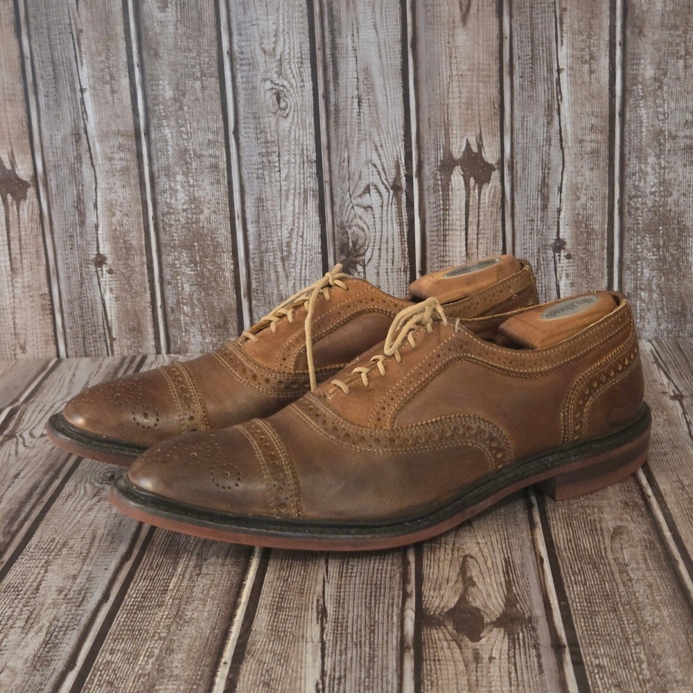 11 D Allen Edmonds Strandmok Brown Leather Dainite Soles Cap Toe Oxford Shoes